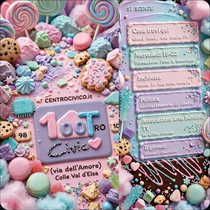 Modello caramelle: la Home Page in pasta di zucchero, biscotti e macaron pastello